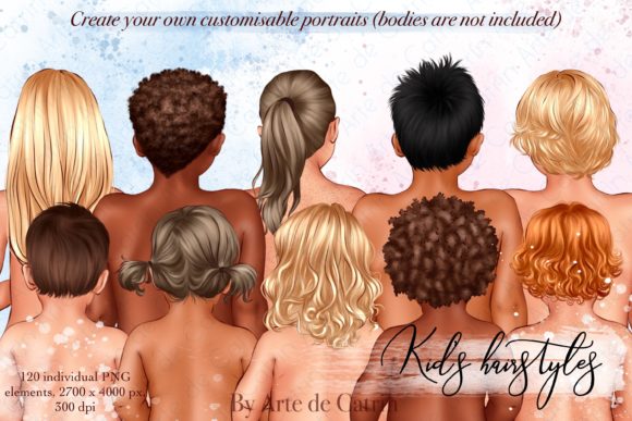 Adorable Kids Hairstyles Clipart for Creative Projects