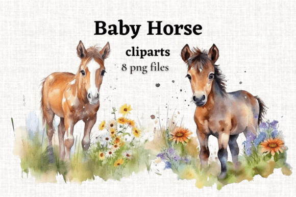 Baby Horse Clipart, Farm Animals PNG: A Bundle of Charm