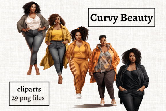 Celebrate Diversity with Curvy Black Girl Clipart Bundle, 29 PNGs
