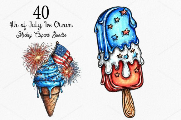 Celebrate with 4th of July Ice Cream Mickey Clipart