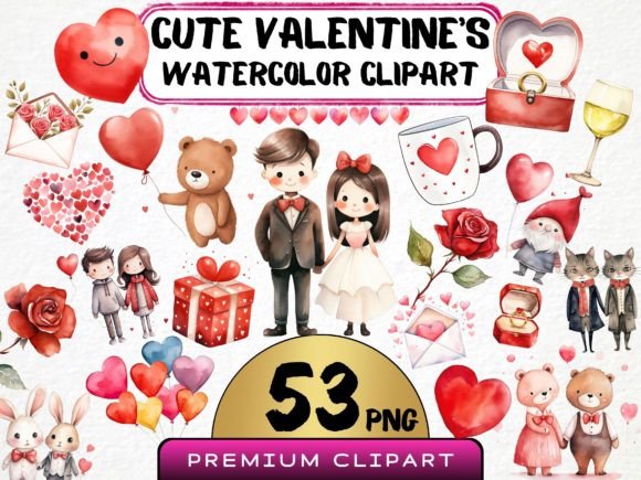 Cute Valentine's Clipart Bundle: Your Go-To for Whimsical Designs