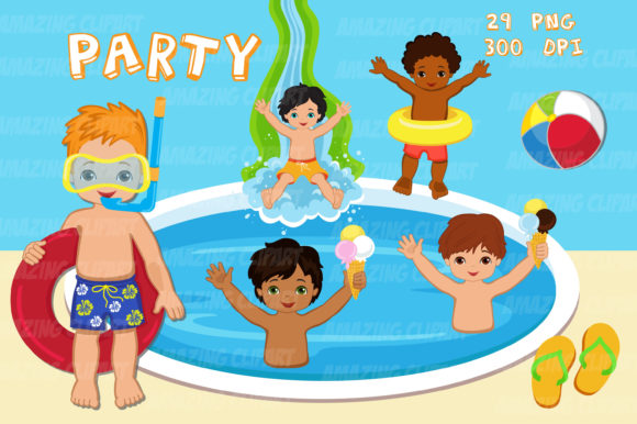 Dive Into Summer: Using Water Slide Boy Clipart for Pool Party Projects