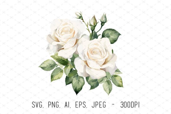 Elevate Your Projects with White Wedding Roses Sublimation Clipart