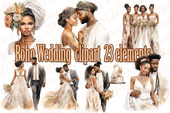 Embrace the Boho Spirit: Elevate Your Projects with Wedding Couples Clipart