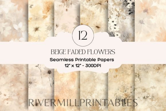 Faded Beige Flowers Digital Paper Pack: A Designer's Versatile Asset