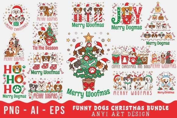 Funny Christmas Dogs Sublimation Bundle: Playful Holiday Designs