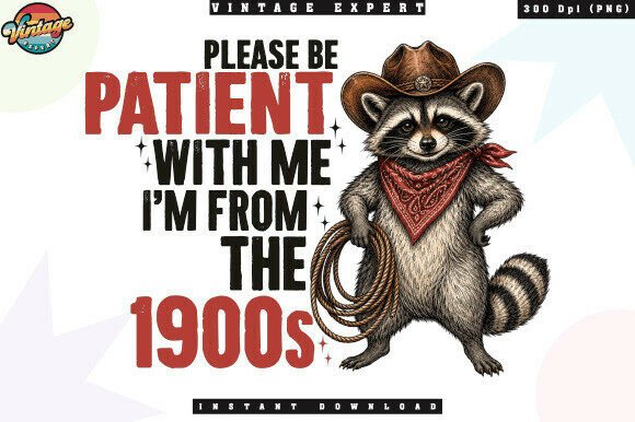 Funny Vintage Cowboy Raccoon PNG: A Retro Western Charmer