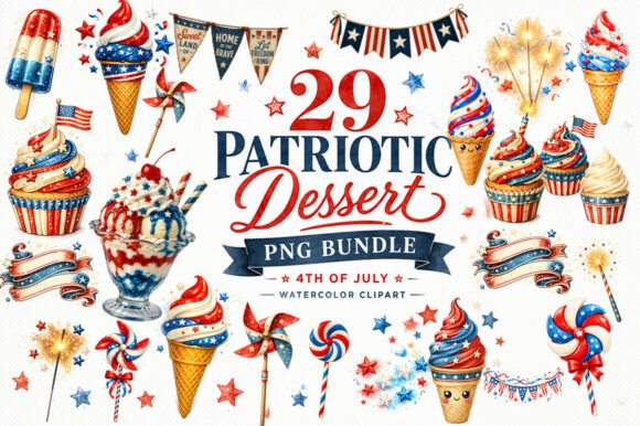 Patriotic Dessert PNG Bundle: A Designer's Summer Toolkit