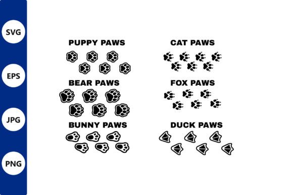 Paw Print Icon Set: Bold Silhouettes for Crafters