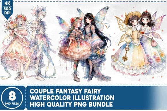 Unlock Creative Magic with the Couple Fantasy Fairy Watercolor Bundle