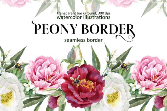 Watercolor Peony Seamless Border PNG: A Designer's Floral Toolkit