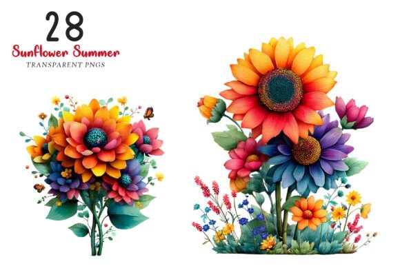 Whimsical Sunflower Summer Clipart: Radiant Graphics for Every Project