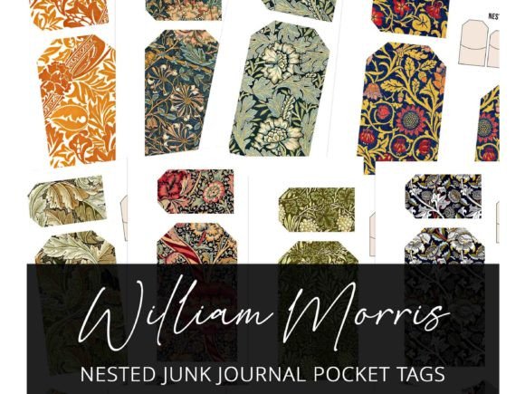 William Morris Junk Journal Pocket Tags: A Victorian Design Revival